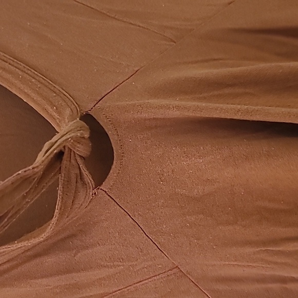 Free People V Neck Front Tie Top Rust Long Sleeve Small - Picture 10 of 10